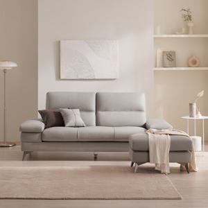 사이먼 통가죽 천연면피 3인용 소파(스툴포함)