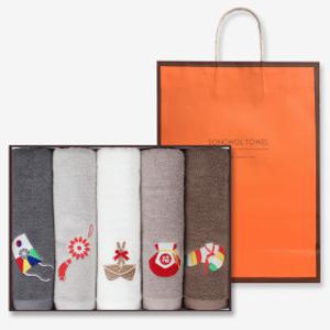 송월타올 전통자수 5매 선물세트 명절 연말 칠순 팔순 창립기념 행사 고급 답례품