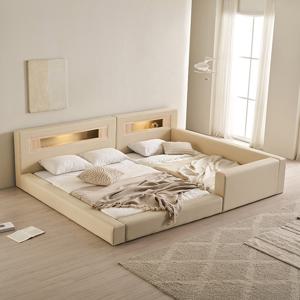 포레티 편백나무 LED조명 데이베드형 가죽 패밀리 침대 SS+Q(매트제외)