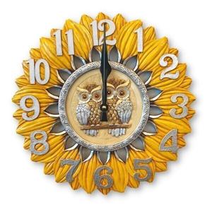 (특가) 돈이들어오는 해바라기 부엉이시계 (대형) 국내제작 벽시계 인테리어 무소음