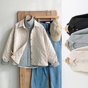 여성 카라 셔츠 퀼팅 자켓 남방 점퍼 누빔 봄 겨울 빅사이즈 숏