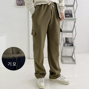 제니유 겨울 남성 기모 카고 와이드 팬츠 통바지 빅사이즈