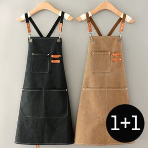 1+1 캔버스 주방앞치마 원피스형 방수 앞치마 카페 바리스타 어린이집