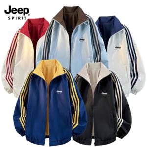 지프 JEEP SPIRIT 남녀공용 스트라이프 집업 하이넥 점퍼 트레이닝 자켓 JP9969