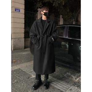 로브코트 블랙 허리끈 벨트 남성 빅사이즈 겨울 핸드메이드 오버핏 발마칸 체스터 파일럿 모직 카라 파일럿