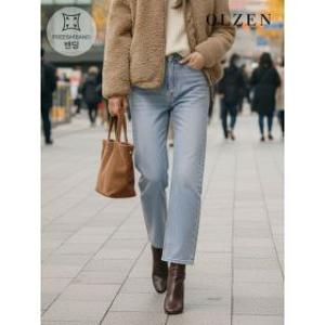 올젠 하프클럽/여성 릴렉스드 플렉시블 웨이스트 데님 팬츠 (ZLD5DP2102)