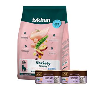 이즈칸 캣 버라이어티 유리너리 5kg 고양이사료 +ANF 참치순살캔 95g 2개