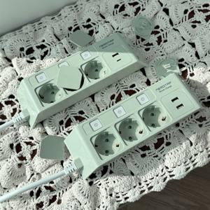 네모탭 개별3구 파스텔 카모그린 고속충전 C타입 USB 멀티탭 1.5m 3m