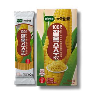 순솔 100% 찰옥수수국수 1kg (100g x 10봉) 비건면 무첨가물면 저칼로리면 제로슈가 찰옥수수면