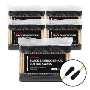 FINDYOU 파인듀 검정 대나무 나선형 면봉 200입 5개(리필형) 검정 컬러로 오염 확인이 쉬운 위생 면봉