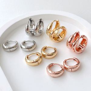 젤루나 볼드 라운드 심플 베이직 원터치 링귀걸이 P-222