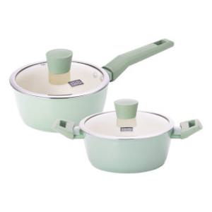 1+1 키친플라워 그린애플 인덕션 편수냄비 18cm + 양수냄비 20cm