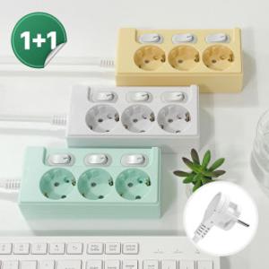 1+1 원스탑 제로갭 컬러 디자인 슬림 납작멀티탭 개별스위치 고용량 16a 1+1세트