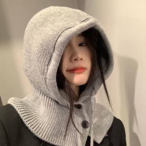 1+1 니트 후드 넥워머 바라클라바 겨울 비니 페이크 모자 워머 레이어드 방한