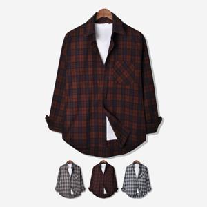 남자 남성 캐주얼 긴팔 남방 체크 오버핏 토트넘 체크셔츠