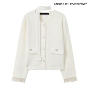미니멈 에브리데이레이스 배색 타이 로즈 버튼 가디건 (EB4CK014D)