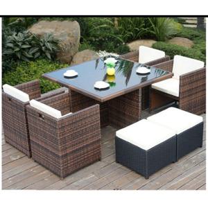 티제이퍼니처  RS140-82  라탄 직사각 테이블세트야외 의자세트-테이블+벤치형1개+의자형4개