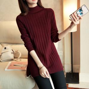 여성 하프넥 롱 니트티 긴팔 봄가을 부드러운 목폴라 스타일 데일리 스웨터