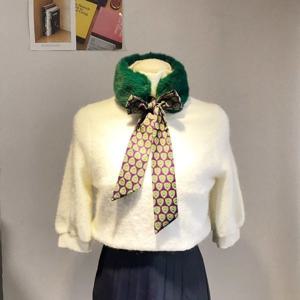 리얼 렉스퍼 쁘띠 미니스카프 일자형 페이크퍼 머플러 밍크스카프 밍크목도리