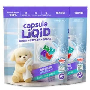 (100개입+100개입)  리퀴드 고농축 4챔버 캡슐세제 / 8배 고농축 중성 피부저자극 세탁세제 대용량 국내생산