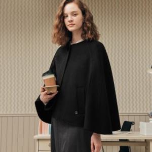 (제로스트릿)핸드메이드 케이프 코트 / 블랙