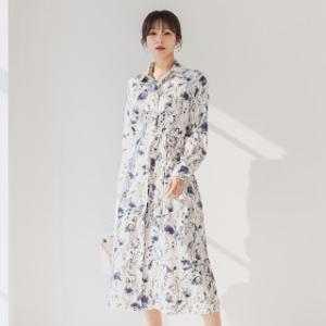 (~XXL까지) 엘리온 플라워 새틴 플레어 원피스 봄 가을 나들이룩 하객룩 데이트룩 모임룩 미시룩 빅사이즈