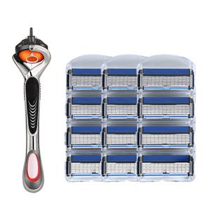 Schtus 신형 NEW 6중날 프리미엄 스테인리스 질레트 호환용  면도날12P + 스윙면도기1P