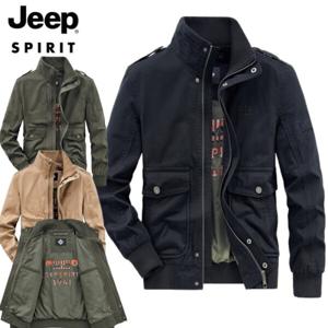 JEEP SPIRIT 봄가을 카고 재킷 남성 워싱 코튼 밀리터리 재킷