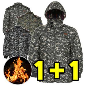 1+1 겨울 깔깔이 점퍼 기모 경량 내피 패딩잠바 작업용 상의 등산 밀리터리 플리스 군용 방한복 빅사이즈