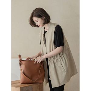 여름 여성 민소매 트렌치코트 롱 조끼 집업 베스트 빅사이즈 점퍼 루즈핏 자켓 캐주얼조끼