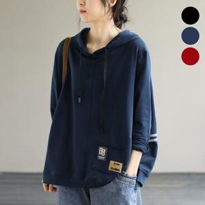 빅사이즈 M-4XL 여성 후드티 봄가을 베이직 맨투맨 긴팔 티셔츠