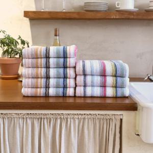 리빙유진 부드러운 면 100% 호텔수건 150g 국내 생산 레트로 스트라이프 타올 10장 미니 핸드타올 2장 증정