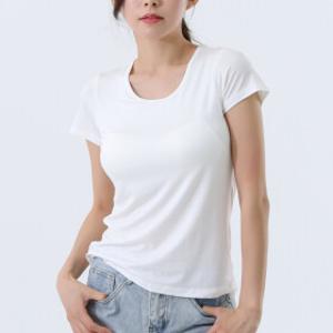 M~4XL 비스코스 반팔 노브라 티셔츠 빅사이즈 브라내장 여성반팔티 빅사이즈반팔티 노브라티 여성속옷 브라