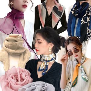 쁘띠 스트라이프 미니 스카프 실크 사각스카프 봄스카프 가을스카프 여성스카프 행사스카프 단체스카프 그룹