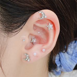 젤루나 (20P세트) 써지컬 귀안뚫는 귀걸이 귀지압패치 별 나비진주 큐빅 귀침 이혈테라피 지압스티커 AC-07