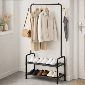 스탠드 옷걸이 행거 철제 미니 2단 선반형 조립식 행거