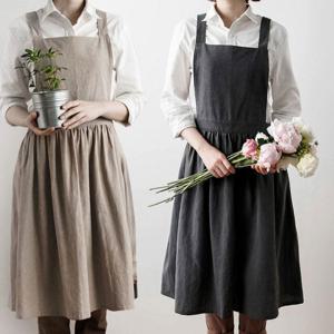 다용도 린넨 원피스 앞치마 유치원 어린이집 주방 미용 카페 요양보호사 앞치마