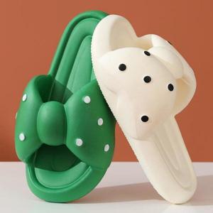 1+1두꺼운 EVA 리본슬리퍼 땡땡이 도트 장식 여성 욕실화 실내화