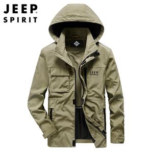 JEEP 남성 봄 가을 지퍼 포켓 후드 점퍼