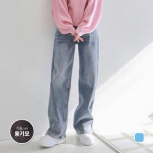 융기모 허리스판 와이드팬츠 여성기모청바지