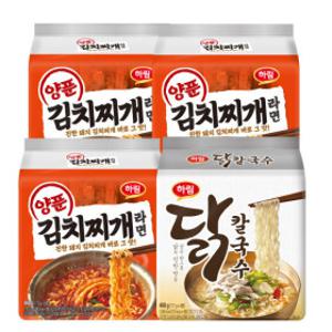 하림 라면 양푼김치찌개 12입+닭칼국수 4입  세트구성