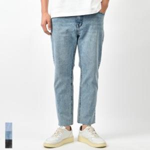 남자 청바지 크롭 스판 밑단 컷팅 9부 데님 팬츠 빅사이즈 3컬러