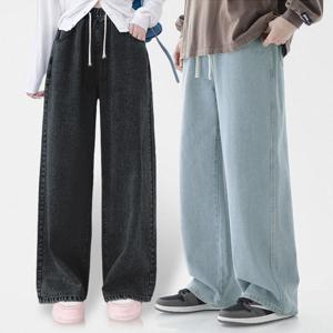 세미 와이드 청바지 빅사이즈 허리 고무줄 청바지 연청 진청 흑청 밴딩 데님바지