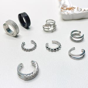 젤루나 써지컬 이어커프 귀찌 귀안뚫는 볼드 투라인 가짜 페이크 귀걸이 P-751~758