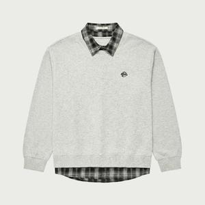 행텐 본사직영 남성 자수 체크 셔츠 레이어드 맨투맨_101(10530-031-662-07)