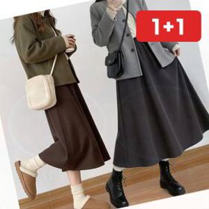 코듀로이 기모 플레어 롱스커트 골덴치마 기모 스판 겨울치마 (1+1)