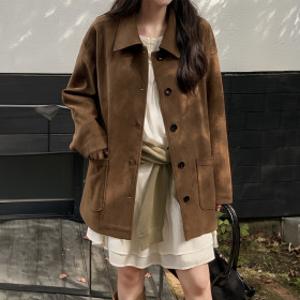 제작 터프타 싱글 스웨이드 루즈핏 자켓 84321 빅사이즈 여성의류