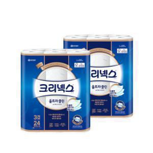 크리넥스 3겹 울트라클린 25M 24롤 2팩 화장지 휴지 두루마리