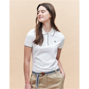 25SS 면화이트 티핑 슬림핏 피케 반소매 카라 티셔츠 HSTS5BC30WT