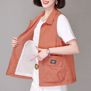 여성용 빅사이즈 루즈핏 포켓 조끼 민소맨 집업 자켓 베스트